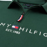 TOMMY PREMIUM SELF EMB ZIP-UP POLO SHIRT (GREEN)